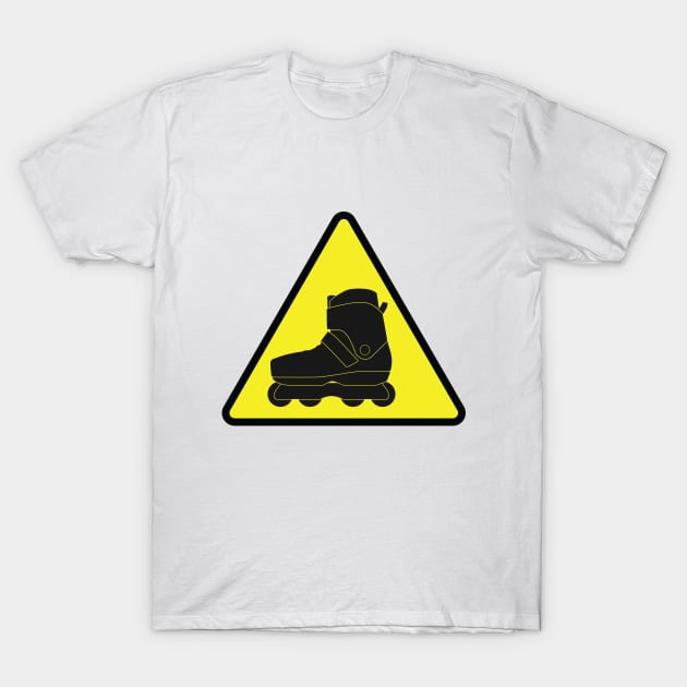 Warning sign - Inline skate & rollerblade zone T-Shirt by Whiterai